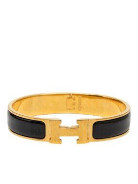 Hermes Clic H PM Bangle Gold Black Plating Bracelet